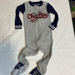 Carters one piece footed pajamas 18 month football champs mvp design gray